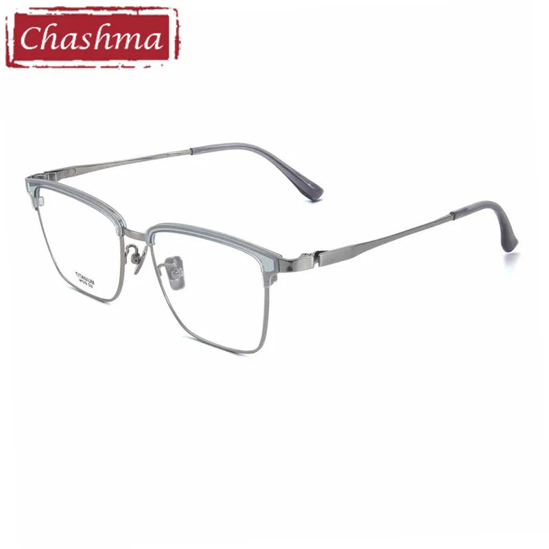 Chashma Ochki Men's Full Rim Square Acetate Titanium Eyeglasses 881079