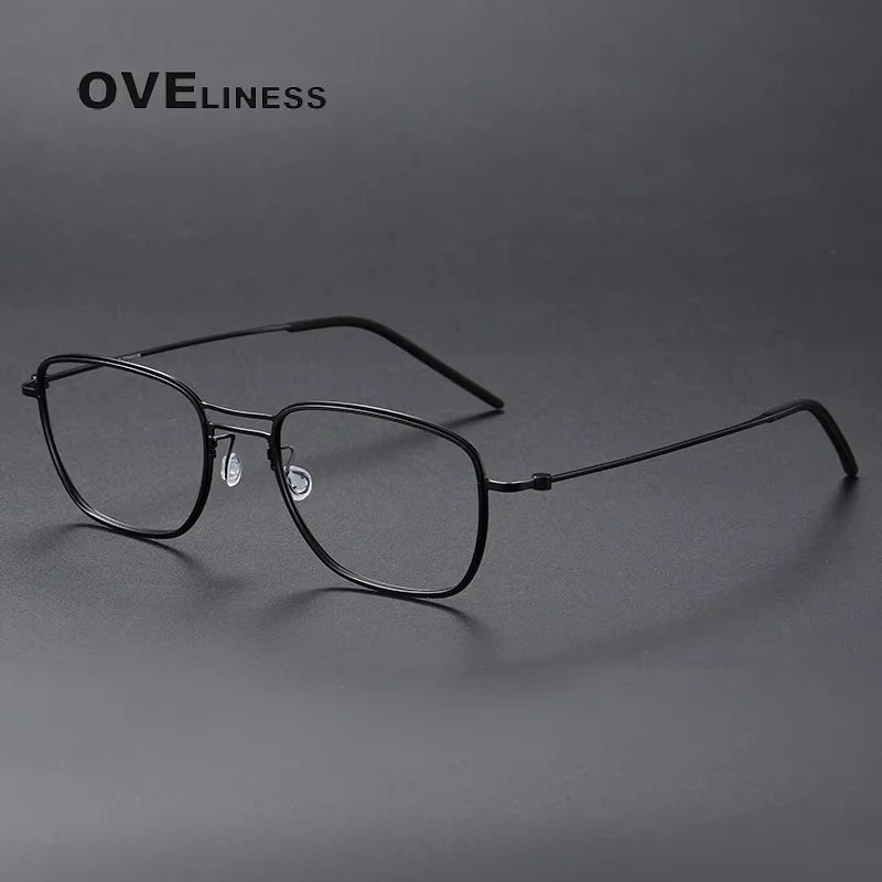 Oveliness Unisex Full Rim Square Double Bridge Titanium Eyeglasses 5524 Full Rim Oveliness black  