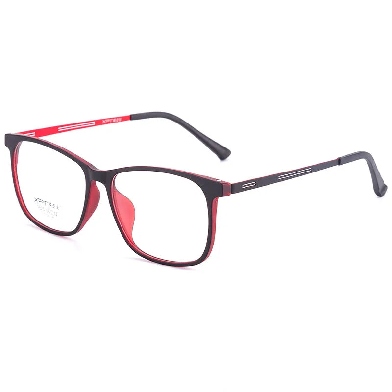 Kocolior Unisex Full Rim Square Tr 90 Titanium Hyperopic Reading Glasses 9825 Reading Glasses Kocolior Black Red 0 