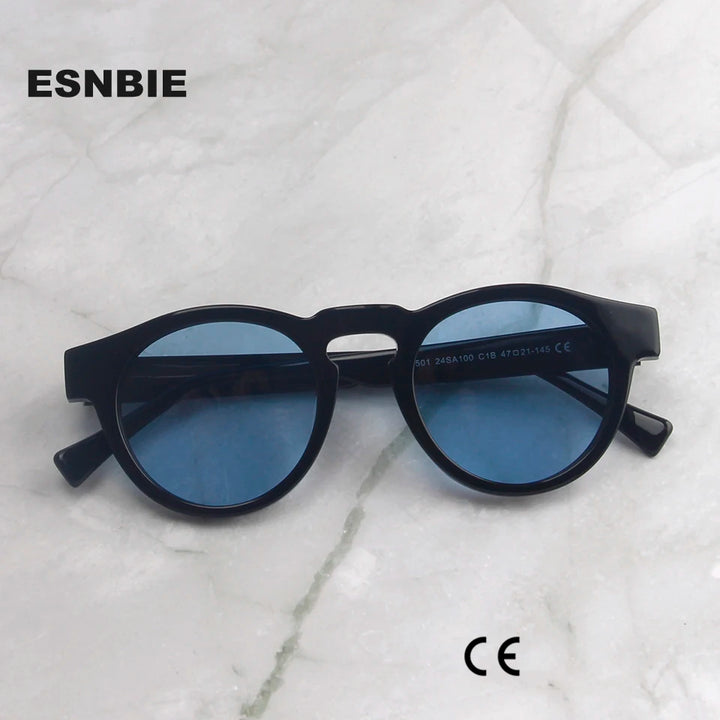 Esnbie Unisex Full Rim Oval Round Acetate Tac Sunglasses 241001.