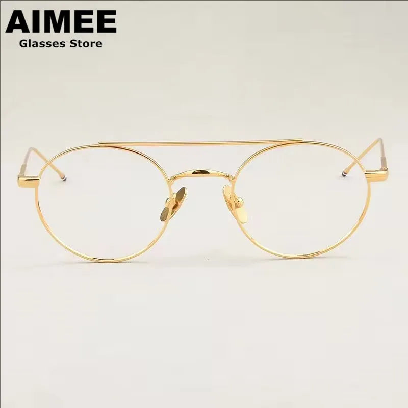 Aimee Women's Full Rim Round Double Bridge Titanium Eyeglasses 541101