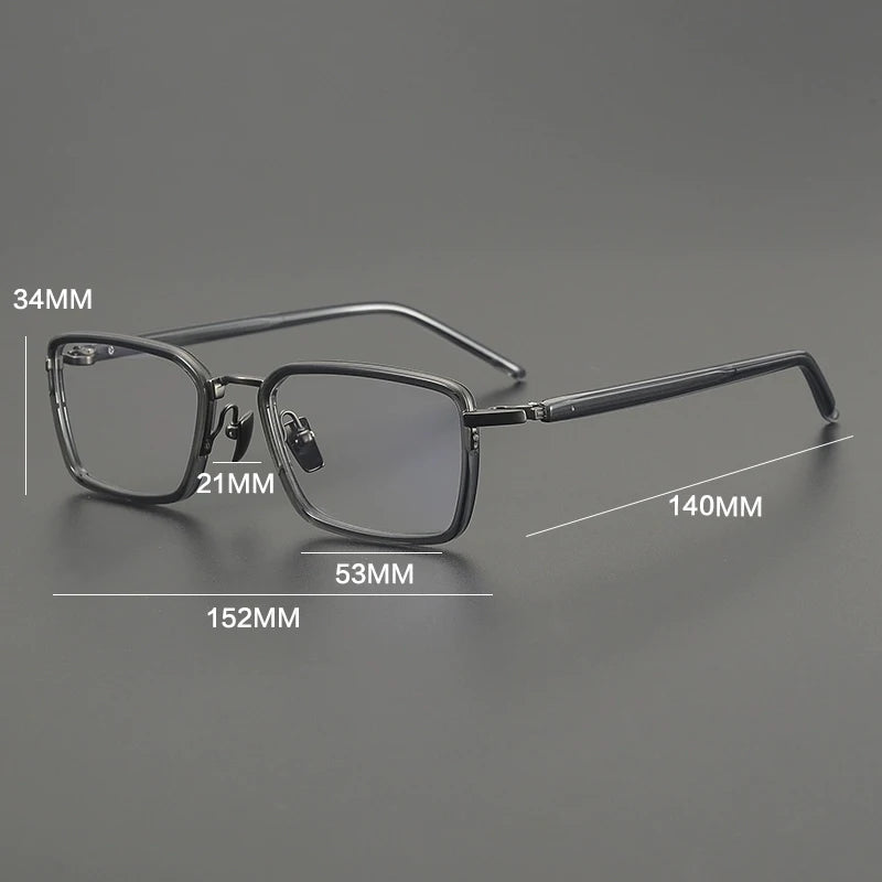 Gatenac Unisex Full Rim Big Square Titanium Acetate Eyeglasses G2172