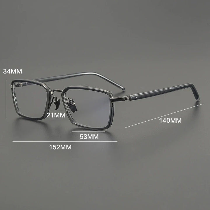 Gatenac Unisex Full Rim Big Square Titanium Acetate Eyeglasses G2172