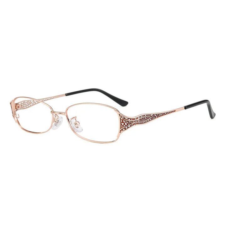 KatKani Women's Full Rim Oval Alloy Eyeglasses 6190 Semi Rim KatKani Eyeglasses Rose Gold  