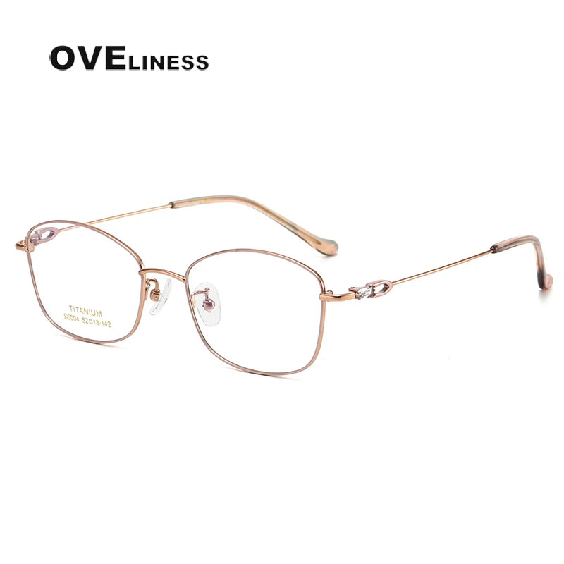 Oveliness Women's Full Rim Oval Square Titanium Eyeglasses 196004 Full Rim Oveliness pink rose gold  