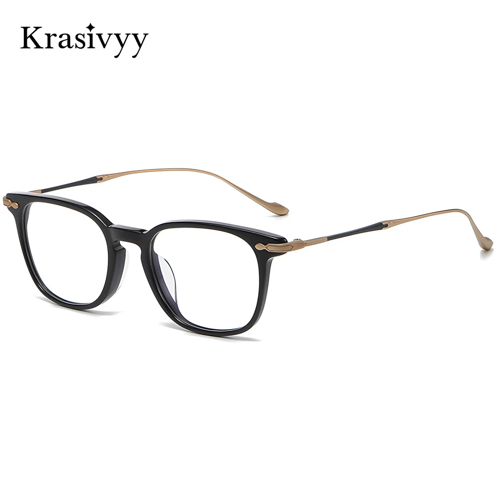 Krasivyy Men's Full Rim Square Titanium Acetate Eyeglasses 715888