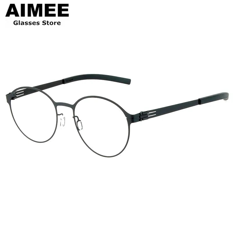 Aimee Women's Full Rim Oval Round Screwless Steel Eyeglasses 1178 Full Rim Aimee Black  