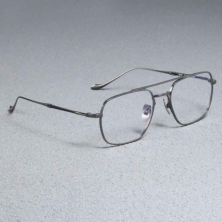 Black Mask Men's Full Rim Square Double Bridge Titanium Eyeglasses 43123