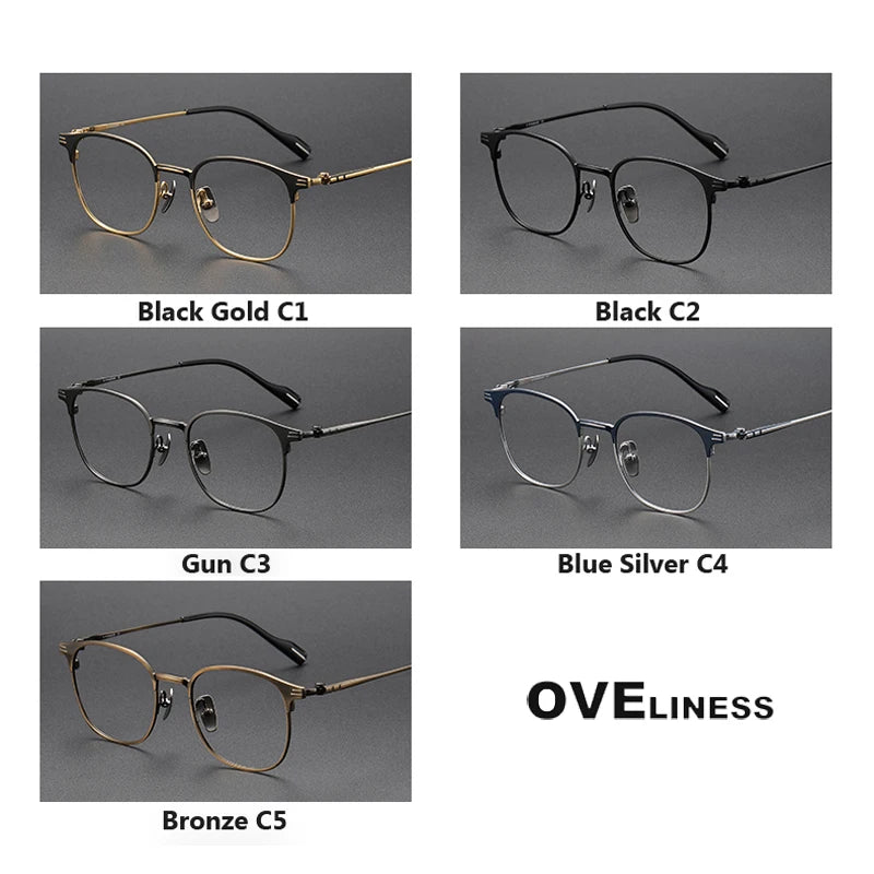 Oveliness Unisex Full Rim Round Square Titanium Eyeglasses 70807 Full Rim Oveliness   