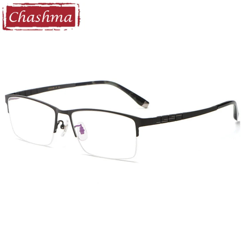 Chashma Ochki Unisex Semi Rim Big Square Titanium Eyeglasses 20421 Semi Rim Chashma Ochki   