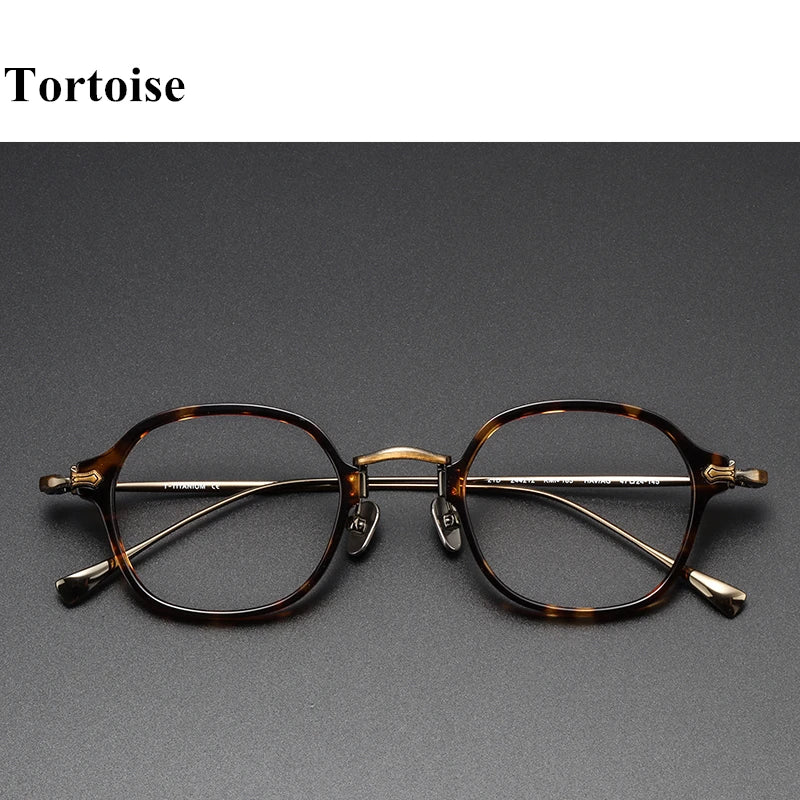 Black Mask Unisex Full Rim Acetate Titanium Square Eyeglasses Kmn183 Full Rim Black Mask Tortoise  