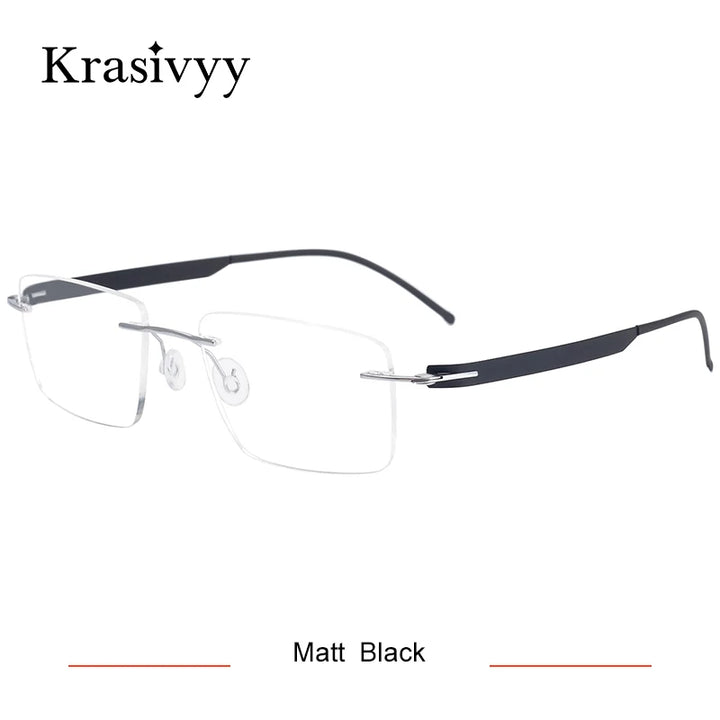 Krasivyy Women's Rimless Square Screwless Titanium Eyeglasses 45017 Rimless Krasivyy Matt Black