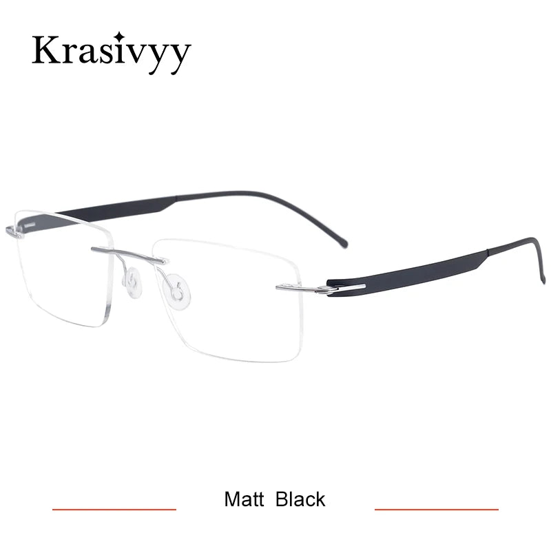 Krasivyy Unisex Rimless Square Screwless Titanium Eyeglasses 55017