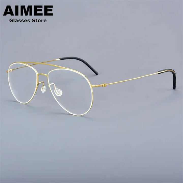 Aimee Women's Full Rim Oval Double Bridge Titanium Eyeglasses 550711
