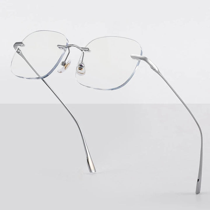 Handoer Men's Rimless Square Titanium Eyeglasses 99219 Rimless Handoer   