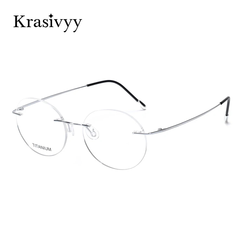 Krasivyy Women's Rimless Oval Round Titanium Eyeglasses 316012