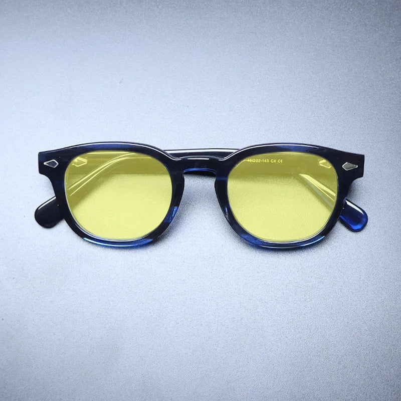 Gatenac Unisex Full Rim Square Polarized Acetate Sunglasses Mo14 Sunglasses Gatenac Blue Yellow  