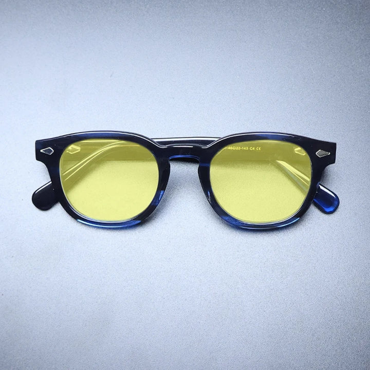 Gatenac Unisex Full Rim Square Polarized Acetate Sunglasses Mo14 Sunglasses Gatenac Blue Yellow  