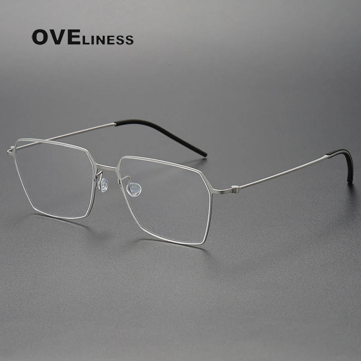 Oveliness Unisex Full Rim Flat Top Square Titanium Eyeglasses O5514 Full Rim Oveliness silver  