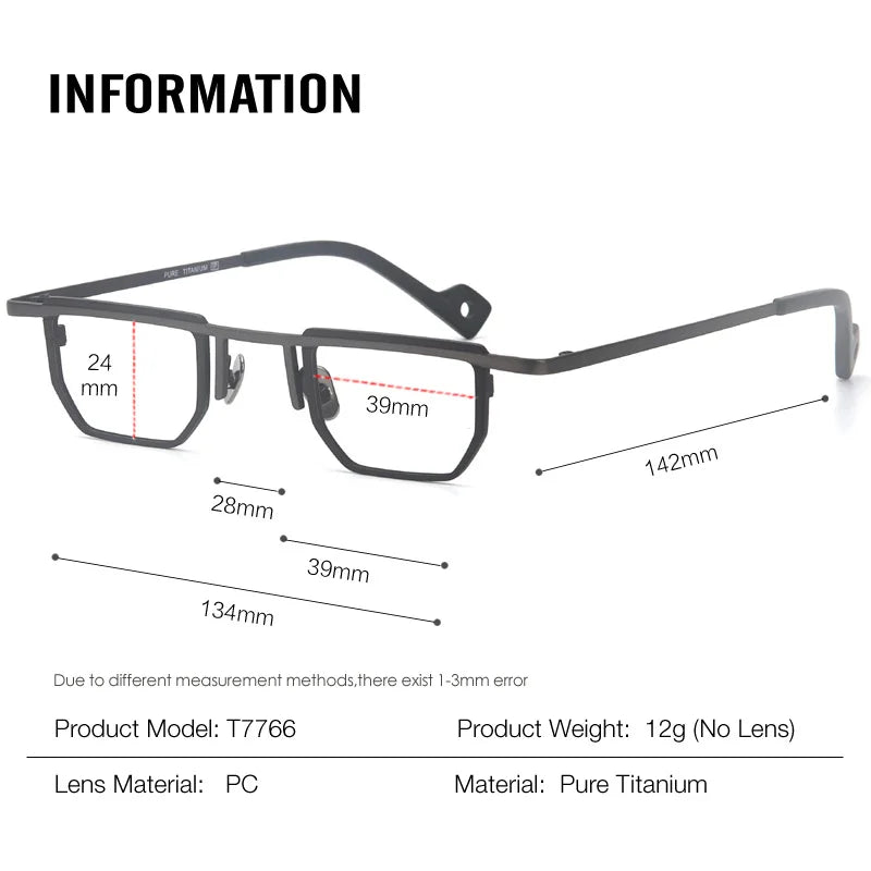Muzz T7766 men's very small pure titanium prescription eyeglasses — view 2