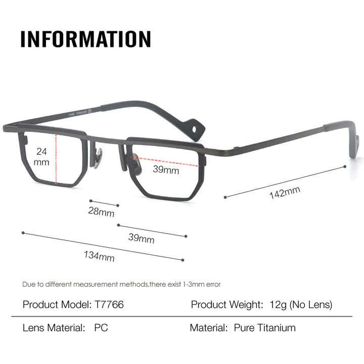 Muzz T7766 men's very small pure titanium prescription eyeglasses — view 2