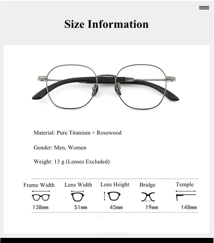 Chashma Ochki Women's Full Rim Square Titanium Wood Eyeglasses 23304