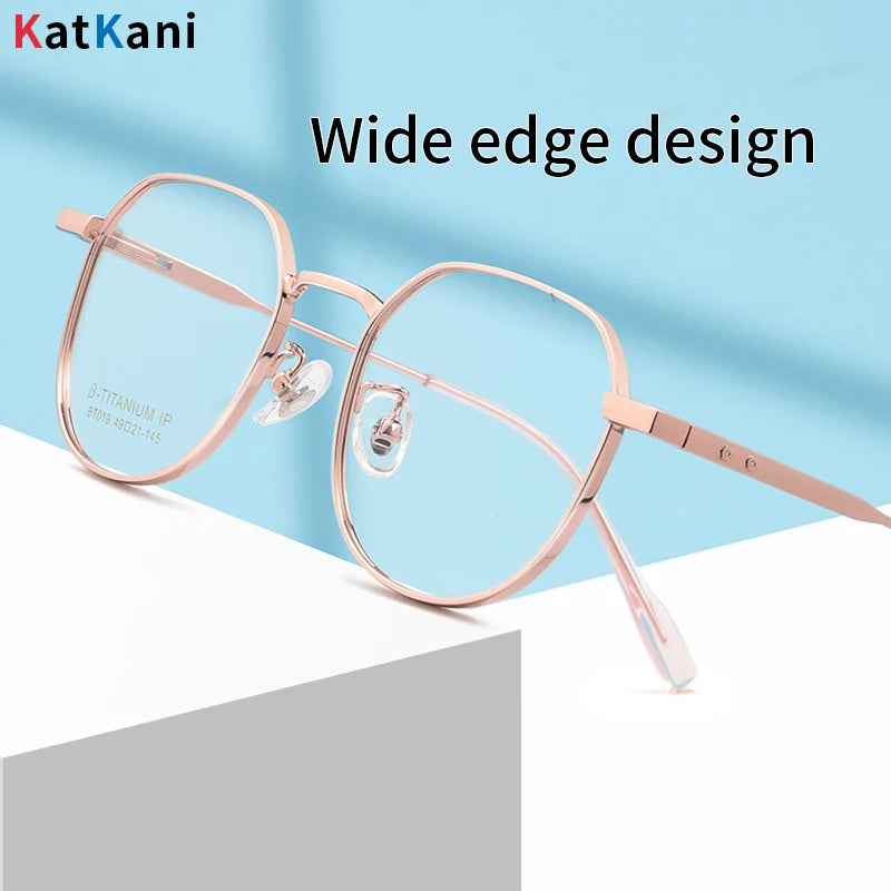 KatKani Women's Full Rim Flat Top Oval Titanium Eyeglasses 44019 Full Rim KatKani Eyeglasses   