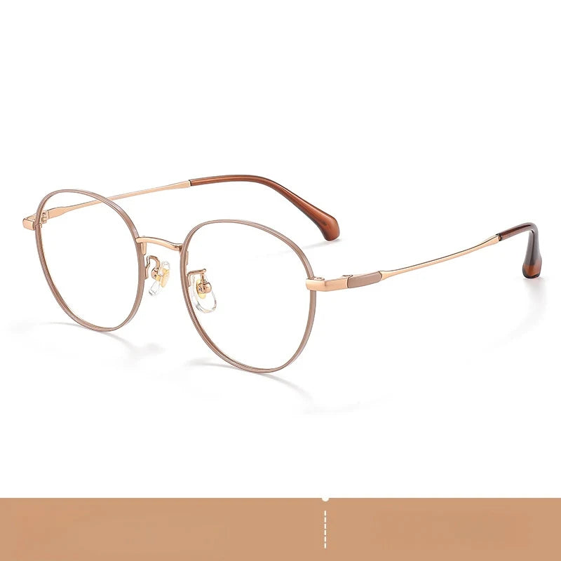 Yimaruili Unisex Full Rim Round Pure Titanium Eyeglasses 23822 — view 5 | Yimaruili at FuzWeb