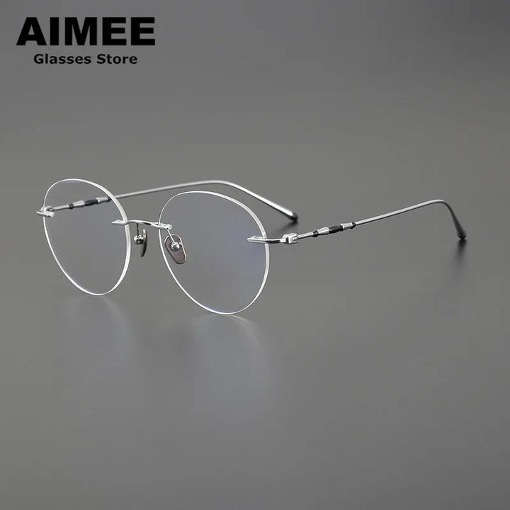 Aimee Men's Rimless Oval Round Titanium Eyeglasses 5931 Rimless Aimee   