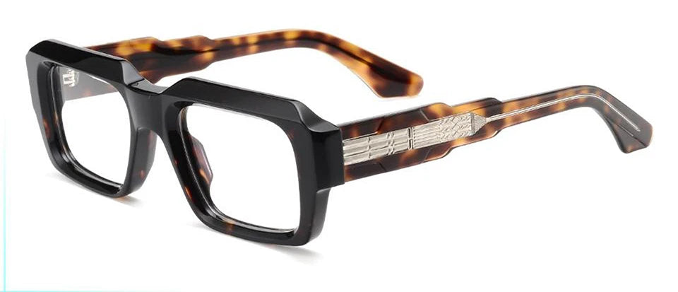 Esnbie Unisex Full Rim Square Acetate Eyeglasses 25SA010-1