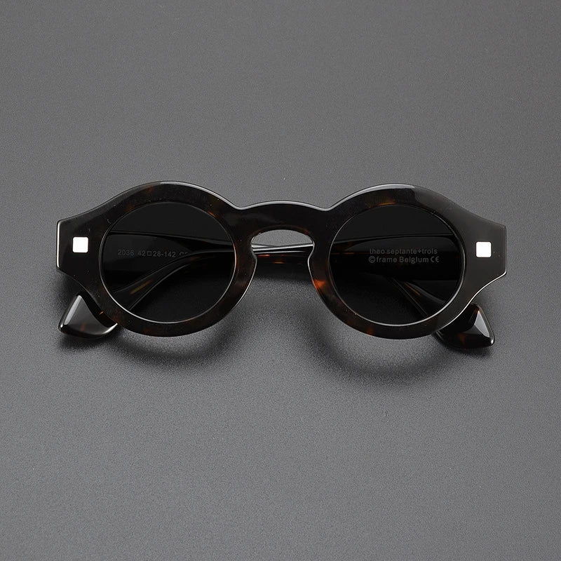 Gatenac Unisex Full Rim Round Acetate Polarized Sunglasses M003 Sunglasses Gatenac   