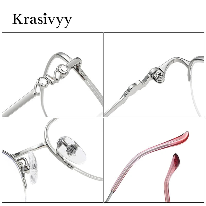 Krasivyy Women's Semi Rim Oval Square Titanium Eyeglasses 6014 Semi Rim Krasivyy   