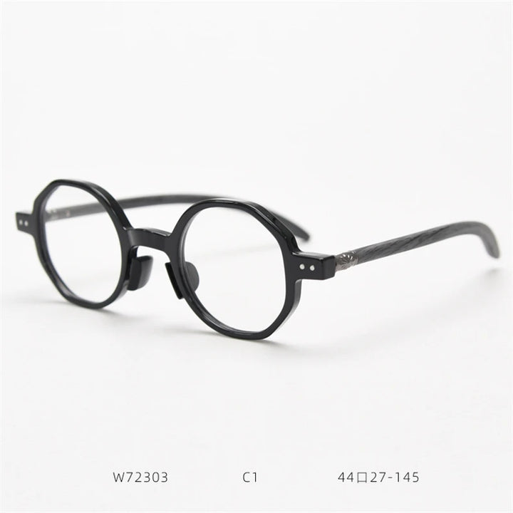 Cubojue Unisex Full Rim Polygonal Acetate Reading Glasses 72303 Reading Glasses Cubojue black 0 