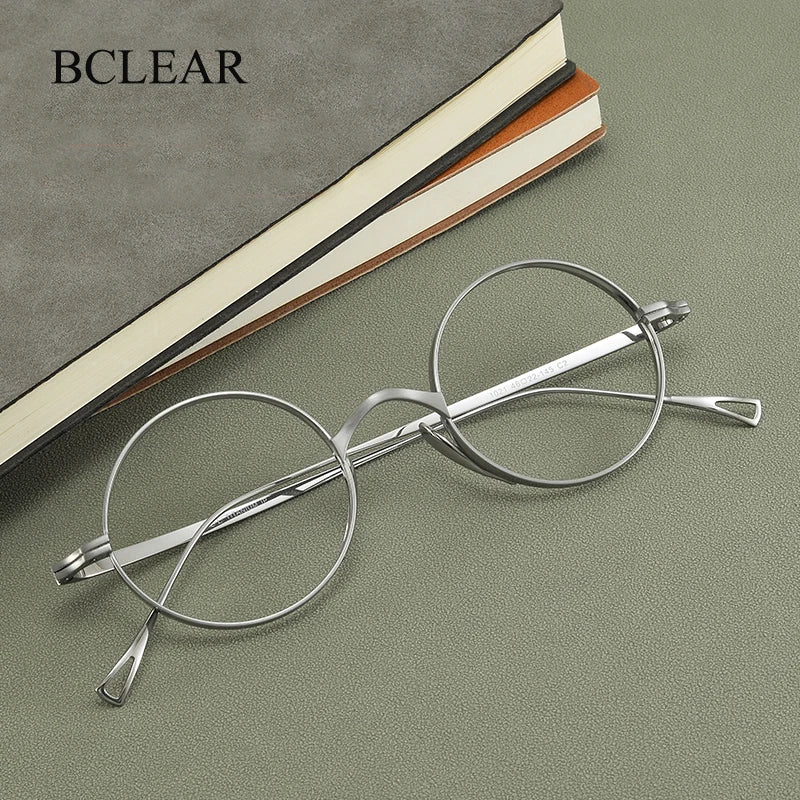 Bclear Unisex Full Rim Round Titanium Eyeglasses 1021 Full Rim Bclear   