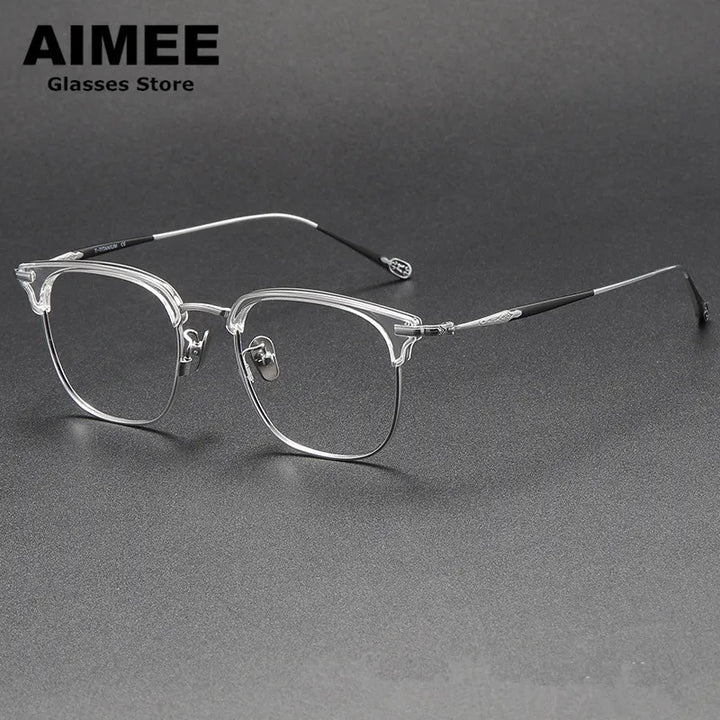 Aimee Unisex Full Rim Square Titanium Acetate Eyeglasses 980901 Full Rim Aimee Transparent