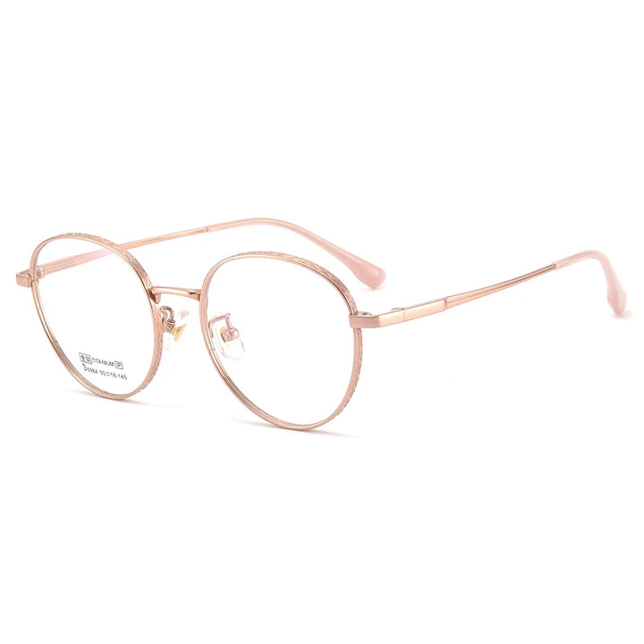 Bclear Unisex Full Rim Small Round Titanium Eyeglasses 6984 Full Rim Bclear Rose Gold  