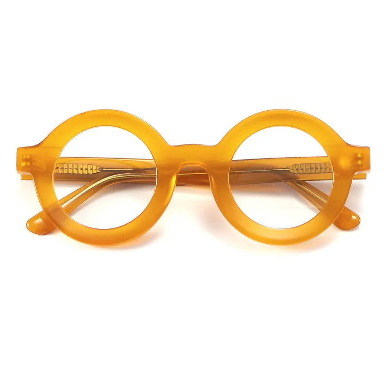 Cubojue Unisex Full Rim Round Acetate Reading Glasses 350697 Reading Glasses Cubojue orange 0 