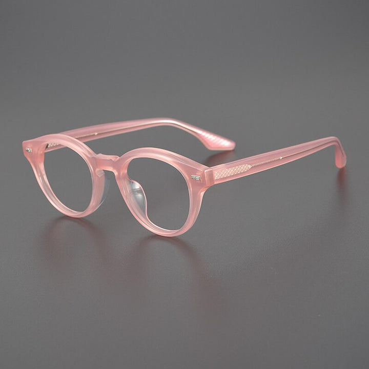 Gatenac Unisex Full Rim Round Acetate Eyeglasses Gxyj1110 Full Rim Gatenac Pink  