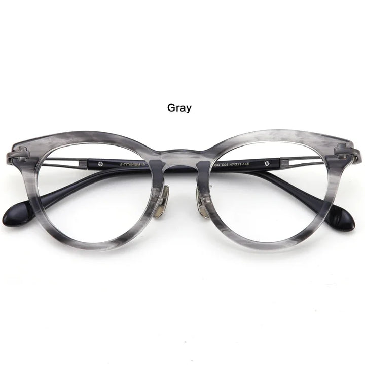 Aror Unisex Full Rim Oval Round Acetate Titanium Eyeglasses 39546