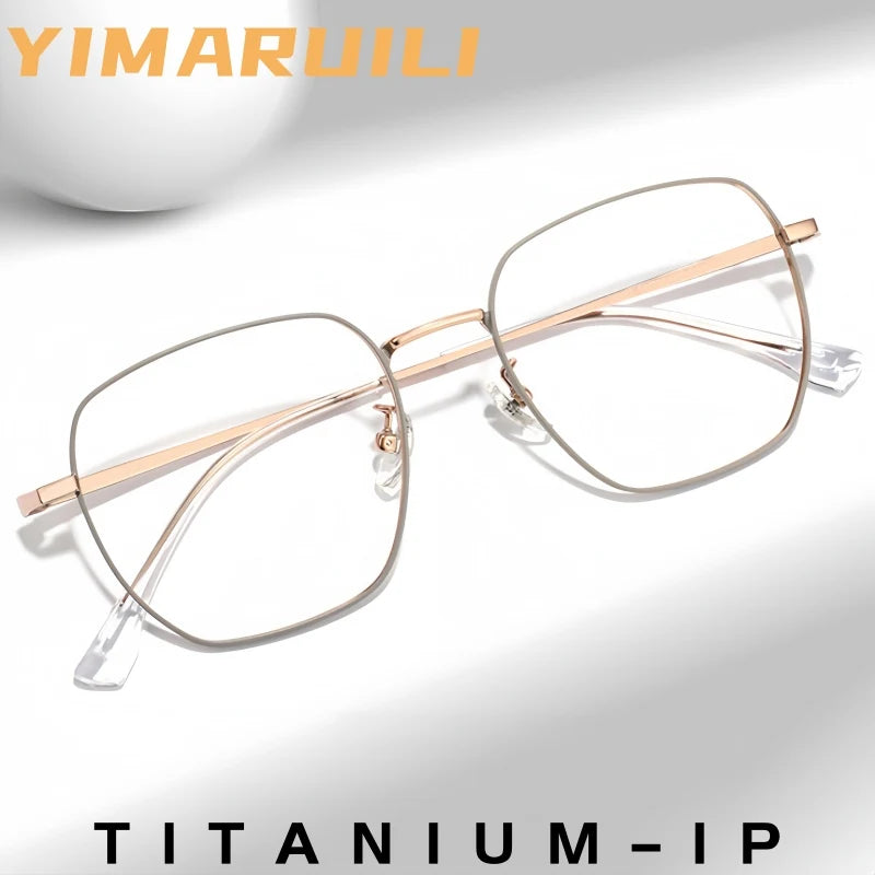 Yimaruili Unisex Full Rim Polygonal Pure Titanium Eyeglasses 88023X — view 1 | Yimaruili at FuzWeb