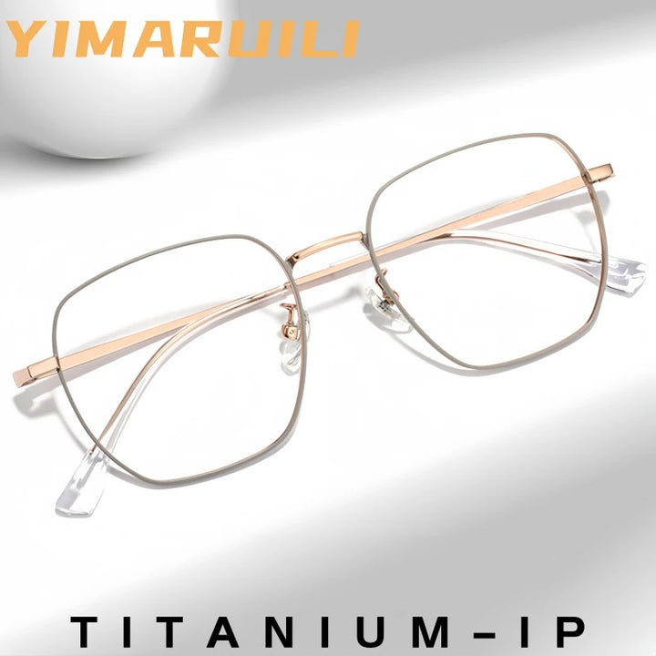 Yimaruili Unisex Full Rim Polygonal Pure Titanium Eyeglasses 88023X — view 1 | Yimaruili at FuzWeb