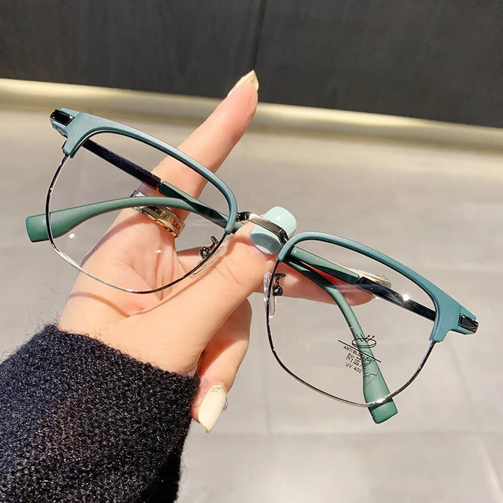 Zirosat Unisex Full Rim Square Tr 90 Alloy Eyeglasses 48018