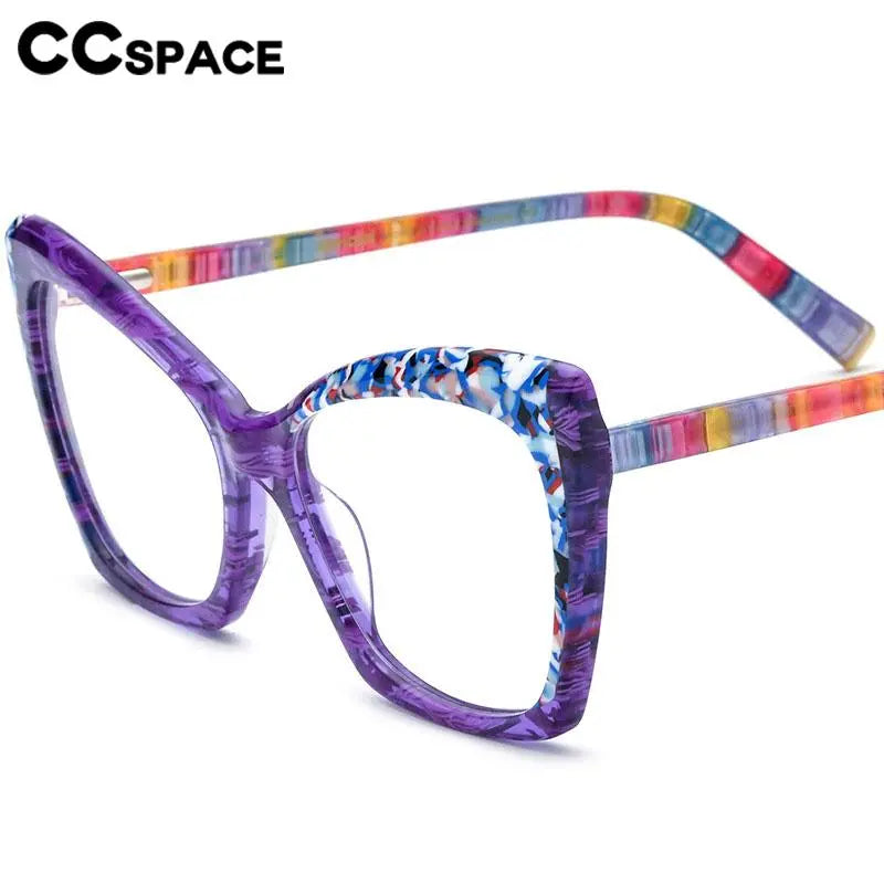 CCspace Unisex Full Rim Cat Eye Acetate Eyeglasses 56921 Full Rim CCspace   