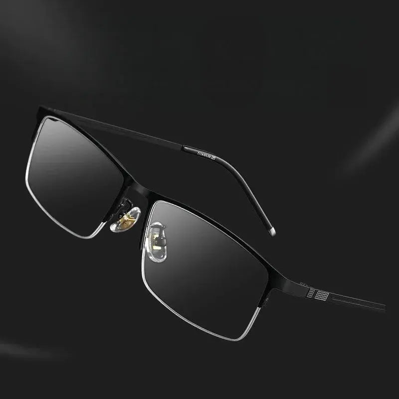 Gmei 990070 Men's Semi Rim Polygon Square Titanium Alloy Frames FuzWeb