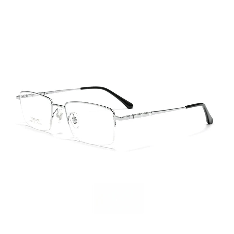 Yimaruili Women's Semi Rim Square Titanium Eyeglasses 69902 Semi Rim Yimaruili Eyeglasses Silver