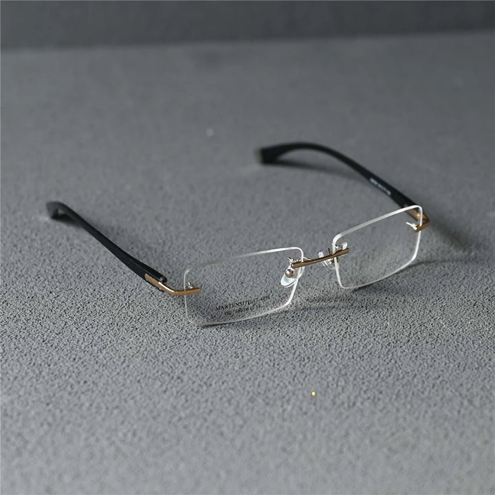 Cubojue Men's Rimless Square Alloy Acetate Eyeglasses 58026 Reading Glasses Cubojue M3 gold