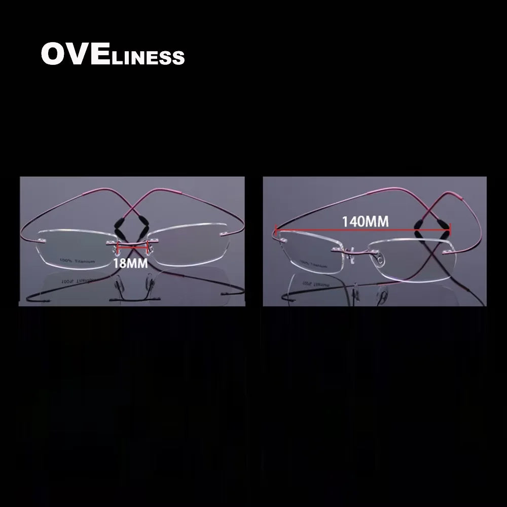 Oveliness Unisex Rimless Rectangle Titanium Eyeglasses 15002 Rimless Oveliness   