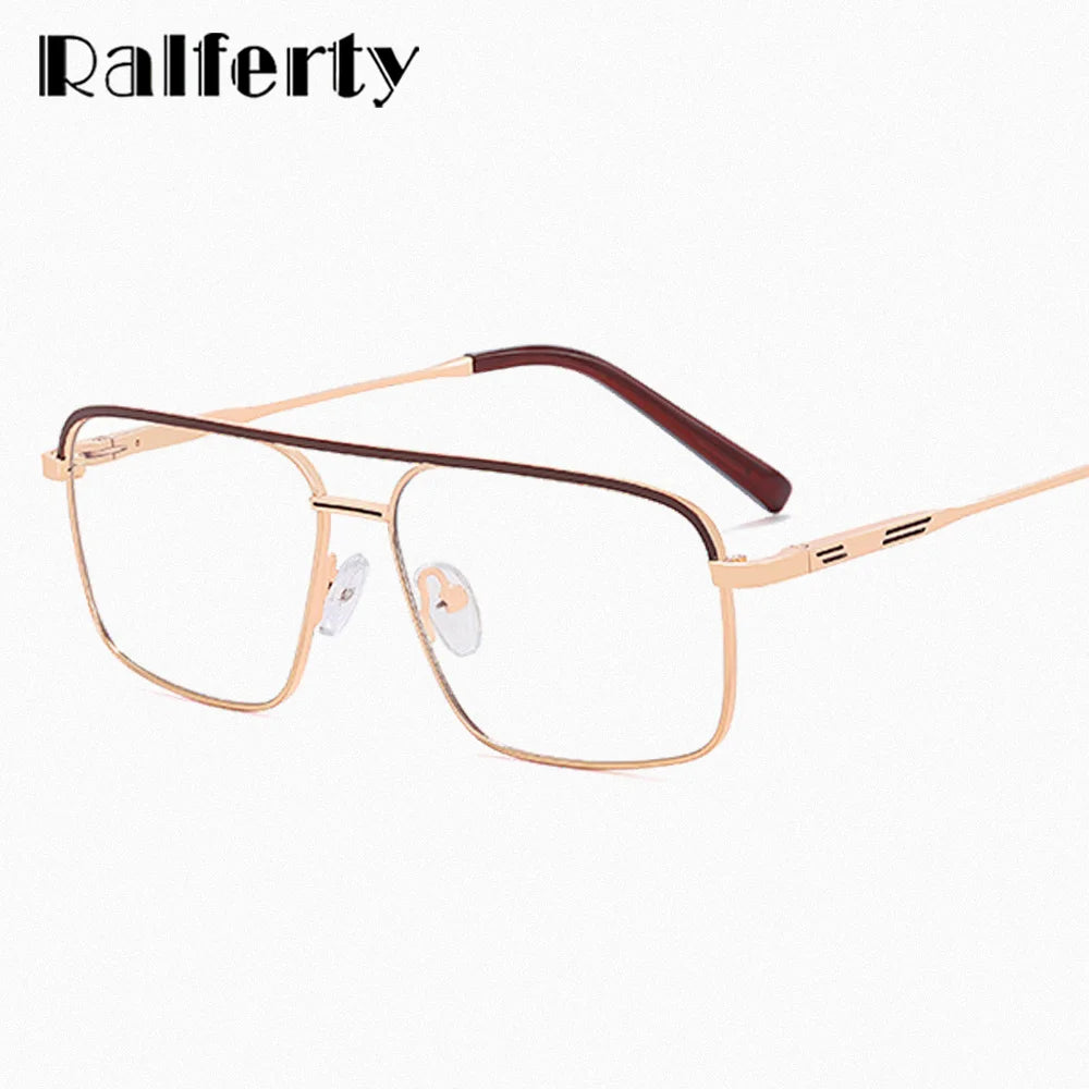 Ralferty Women's Full Rim Square Double Bridge Alloy Eyeglasses R91322 Full Rim Ralferty   