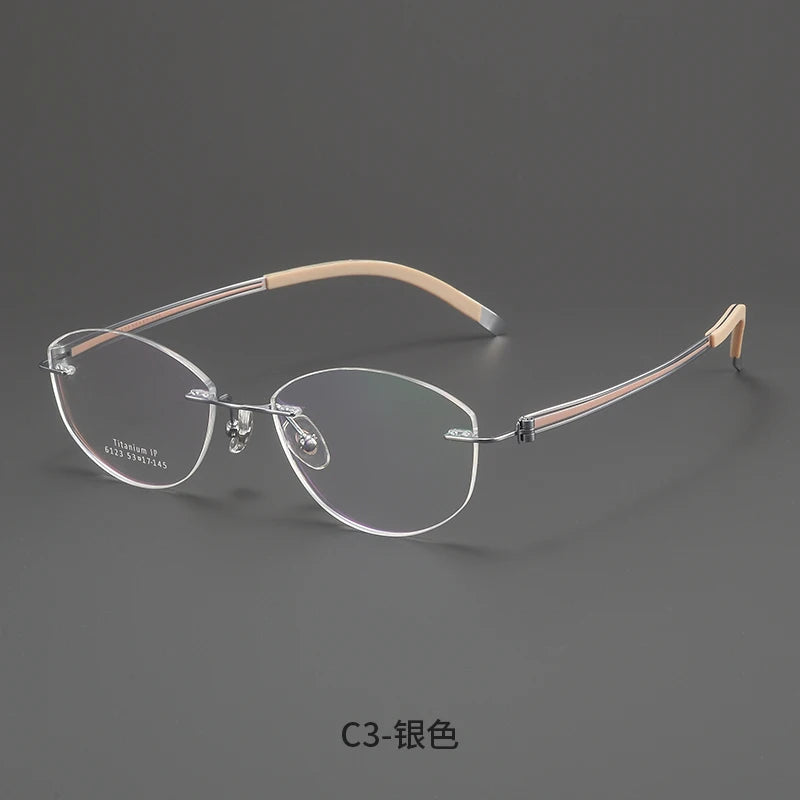 Bclear Women Rimless Cat Eye Titanium Eyeglasses MY-6123