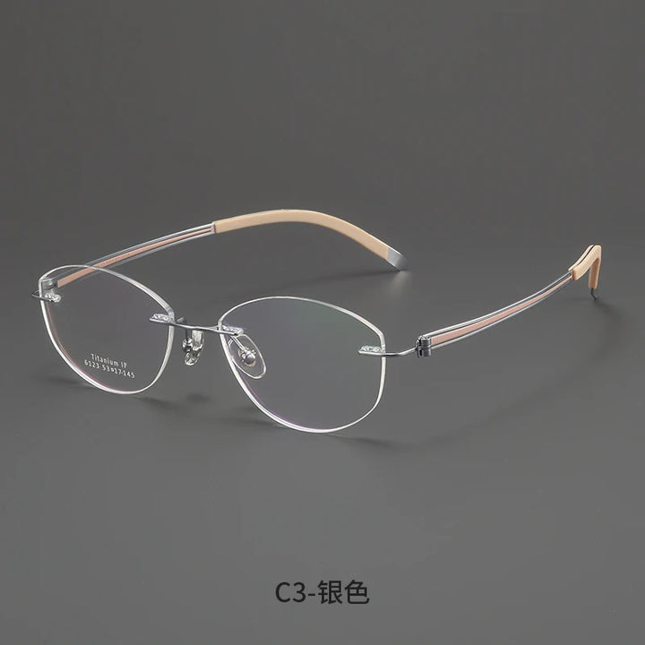 Bclear Women Rimless Cat Eye Titanium Eyeglasses MY-6123
